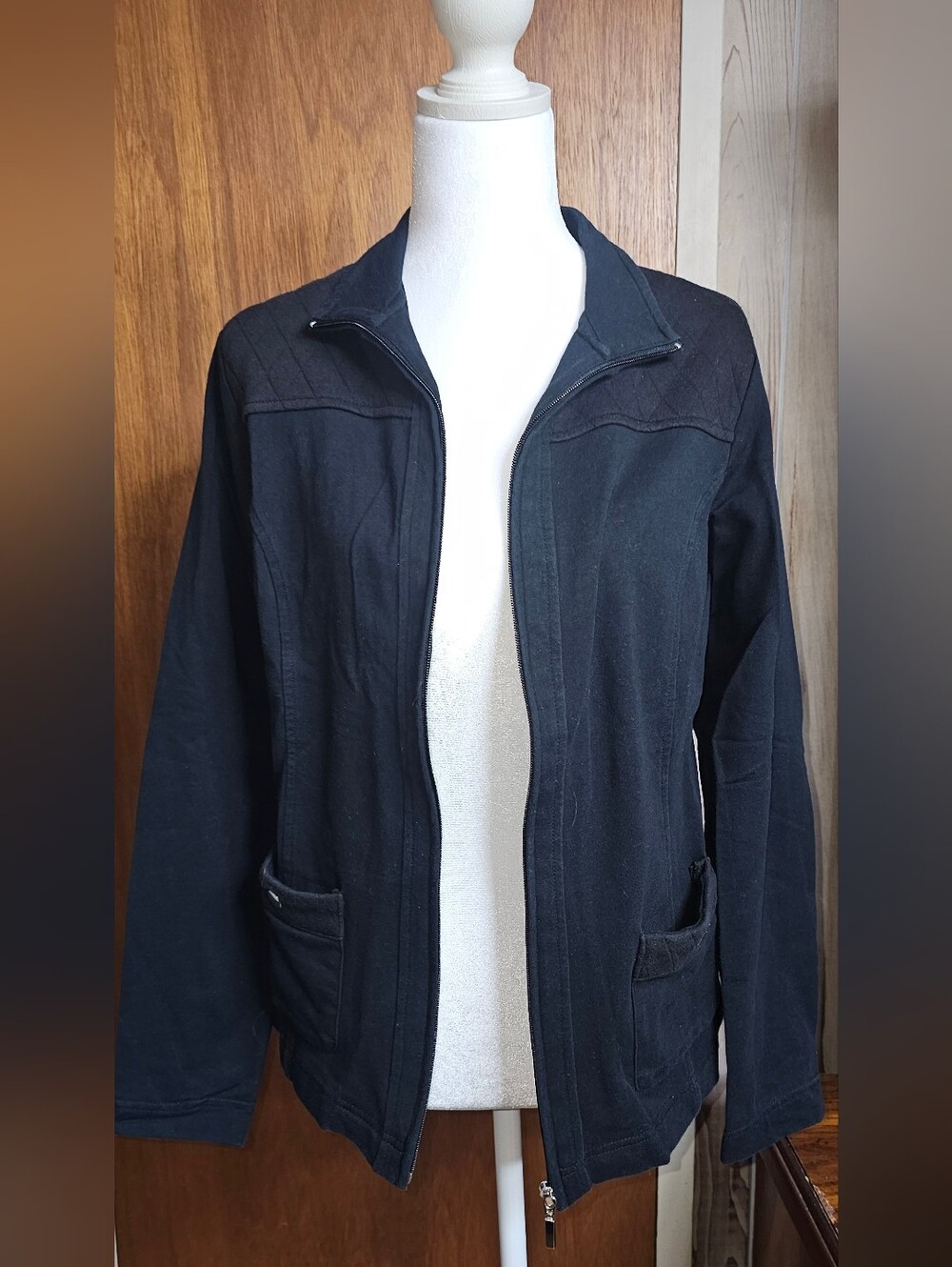 Karen Scott Black Zip-Up Utility Jacket